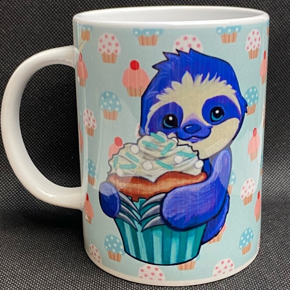 Sloth Holding Cupcake Ceramic Coffee Mug